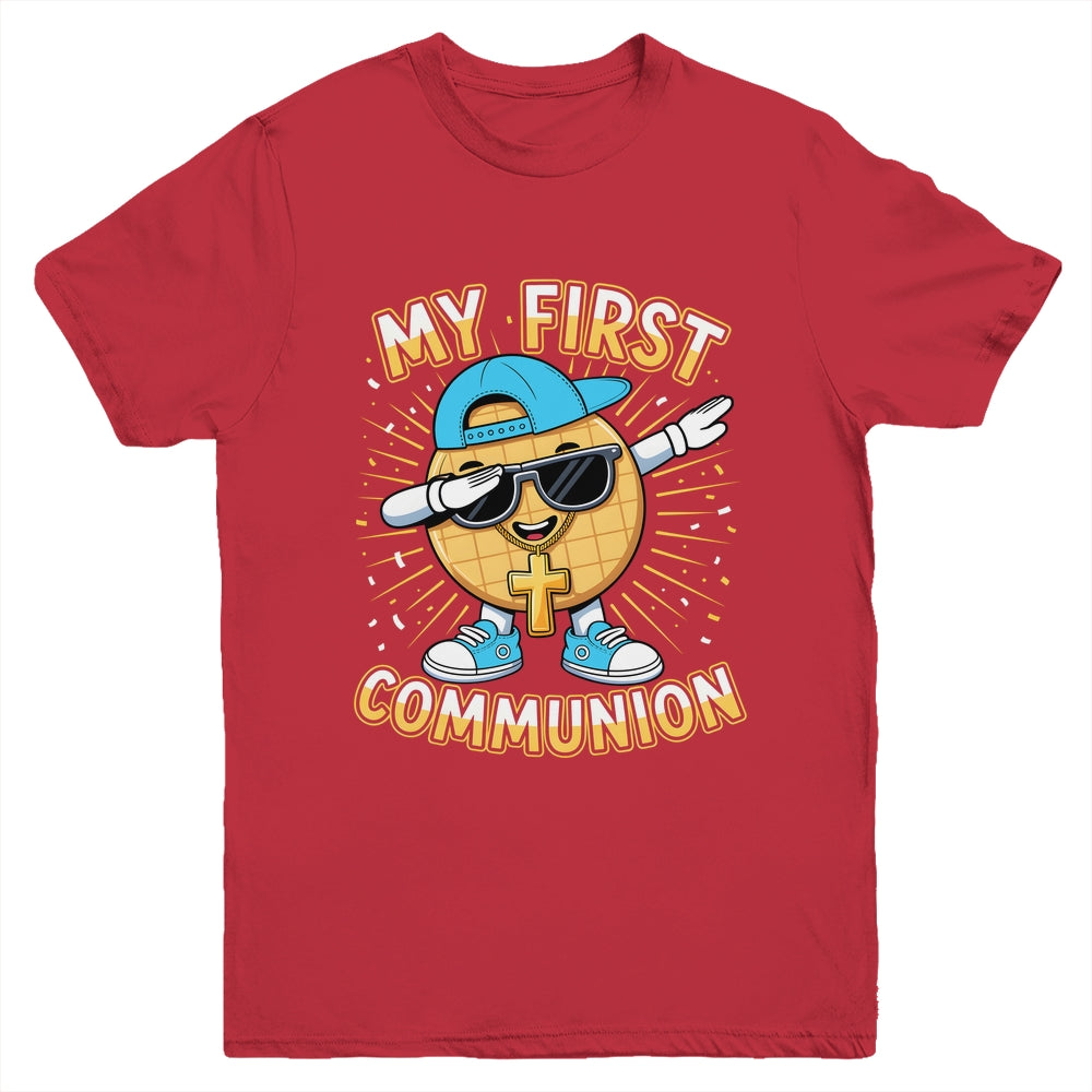 My First Communion Dabbing Wafer Funny 1st Communion Boy Youth Shirt | teecentury