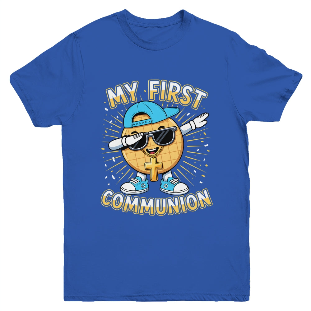 My First Communion Dabbing Wafer Funny 1st Communion Boy Youth Shirt | teecentury