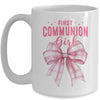My First Communion Girls Pink Coquette Bow Christian Cute Mug | teecentury