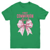 My First Communion Girls Pink Coquette Bow Christian Cute Youth Shirt | teecentury