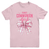 My First Communion Girls Pink Coquette Bow Christian Cute Youth Shirt | teecentury