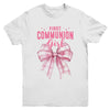 My First Communion Girls Pink Coquette Bow Christian Cute Youth Shirt | teecentury