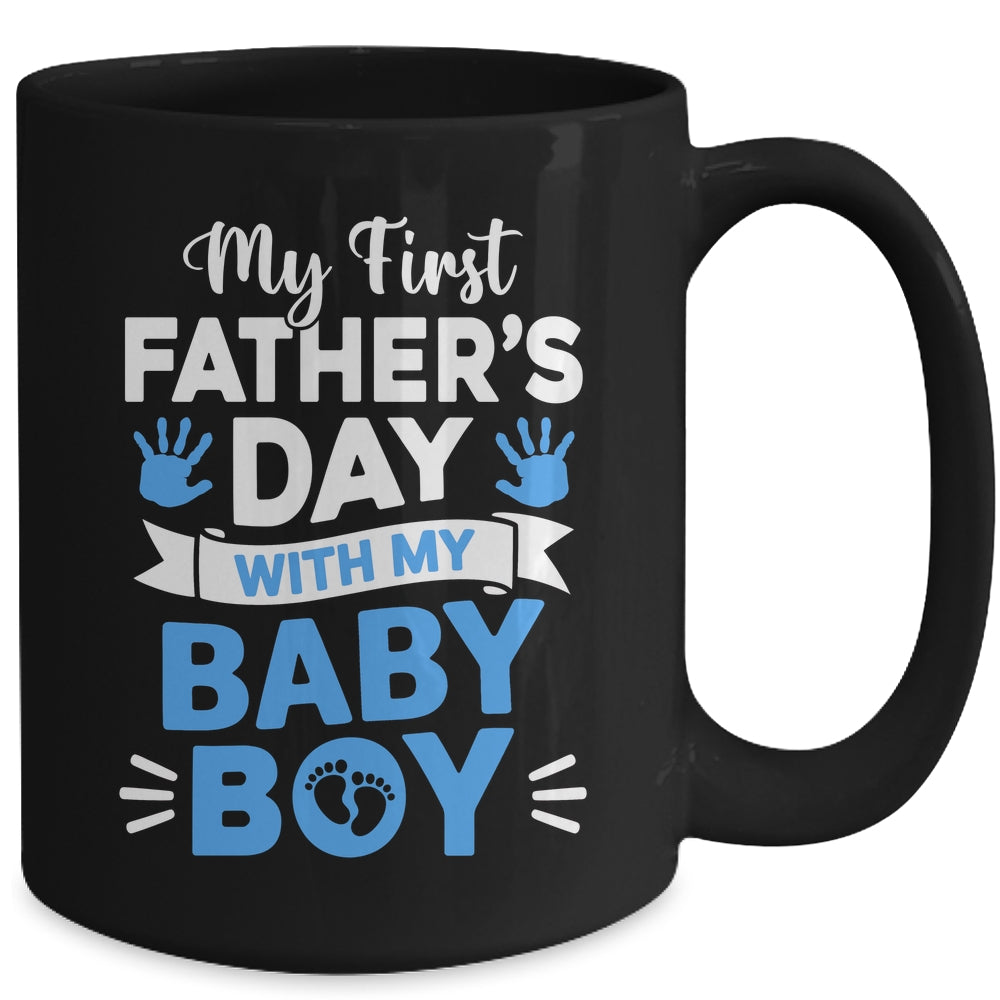 My First Fathers Day With Baby Son Funny First Time Dad Mug | teecentury