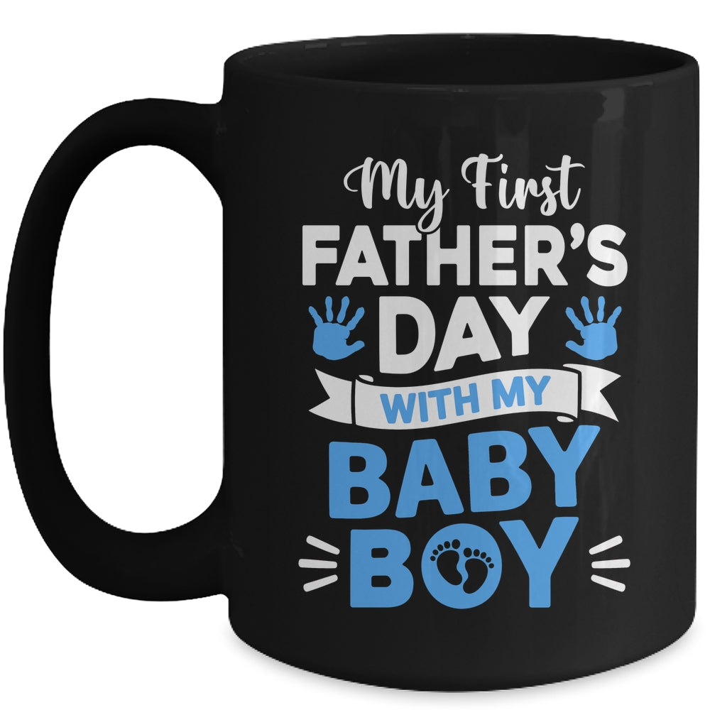 My First Fathers Day With Baby Son Funny First Time Dad Mug | teecentury