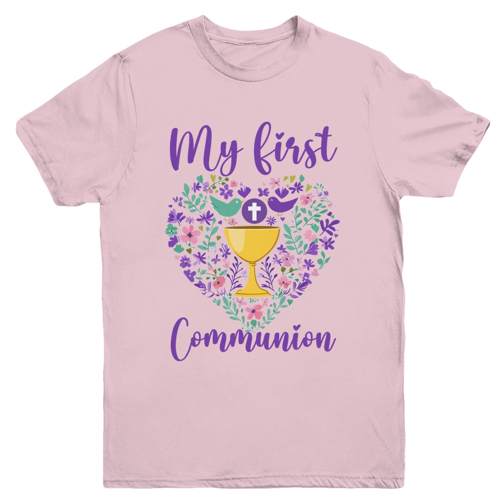 My First Holy Communion Christians And Catholic Girls Boys Youth Shirt | teecentury