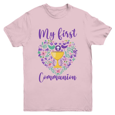 My First Holy Communion Christians And Catholic Girls Boys Youth Shirt | teecentury