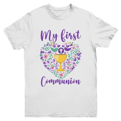 My First Holy Communion Christians And Catholic Girls Boys Youth Shirt | teecentury