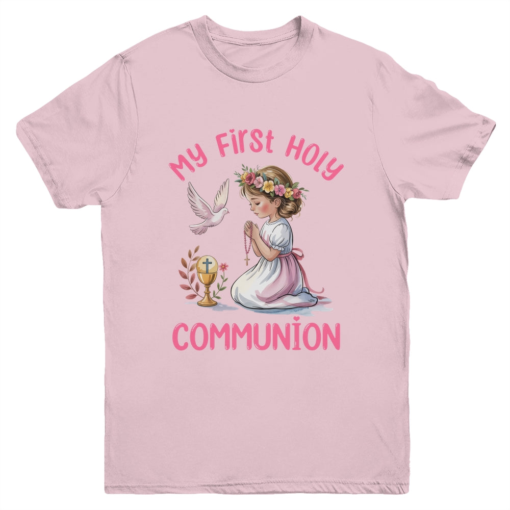 My First Holy Communion For Girl Christian Catholic Youth Shirt | teecentury