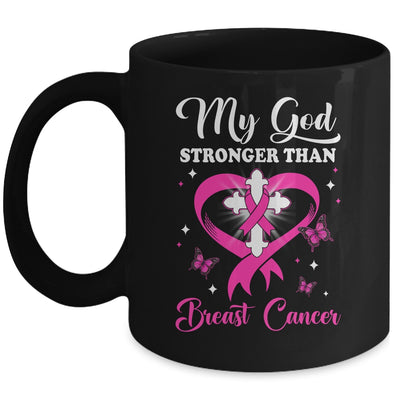 My God Is Stronger Than Breast Cancer Awareness Christian Mug | teecentury