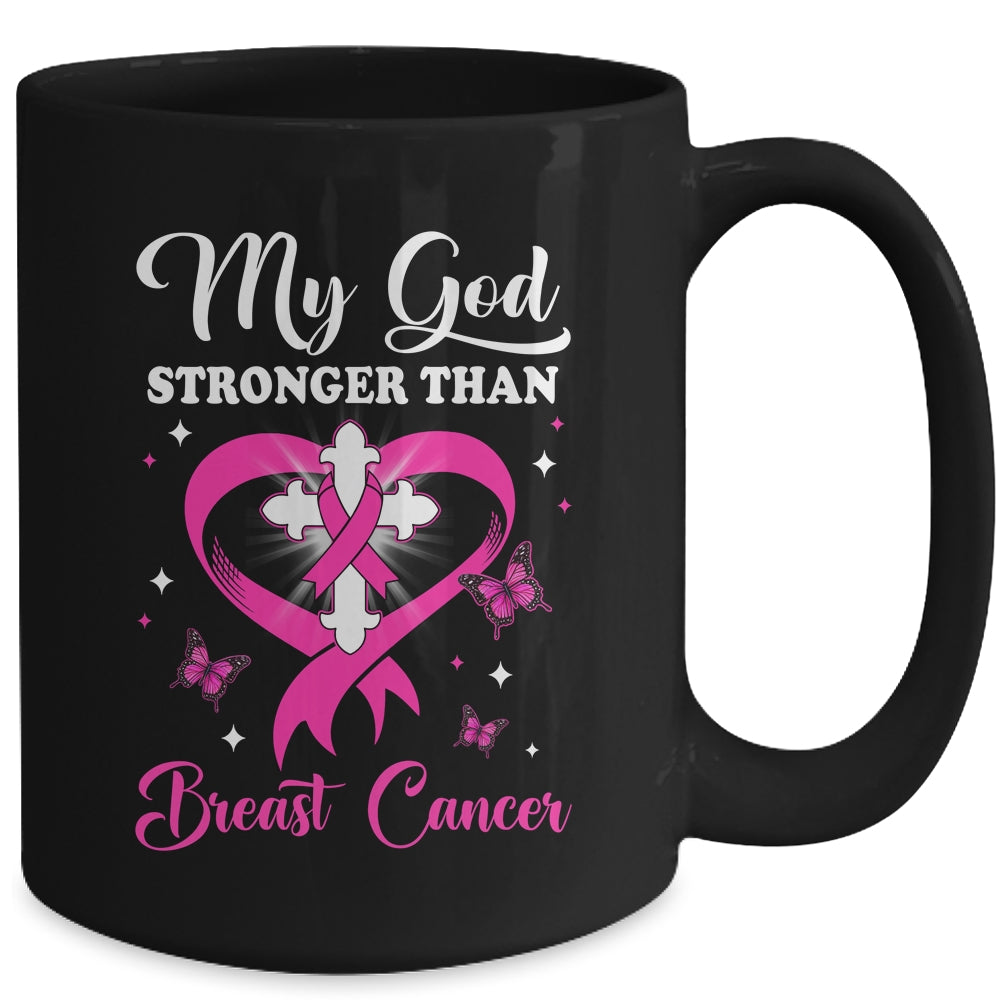 My God Is Stronger Than Breast Cancer Awareness Christian Mug | teecentury