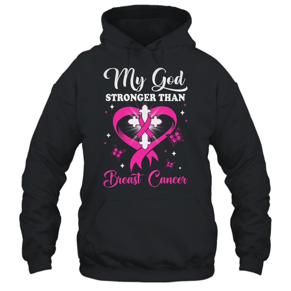 My God Is Stronger Than Breast Cancer Awareness Christian Shirt & Hoodie | teecentury