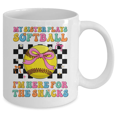My Sister Plays Softball I'm Here For The Snacks Kid Girls Mug | teecentury