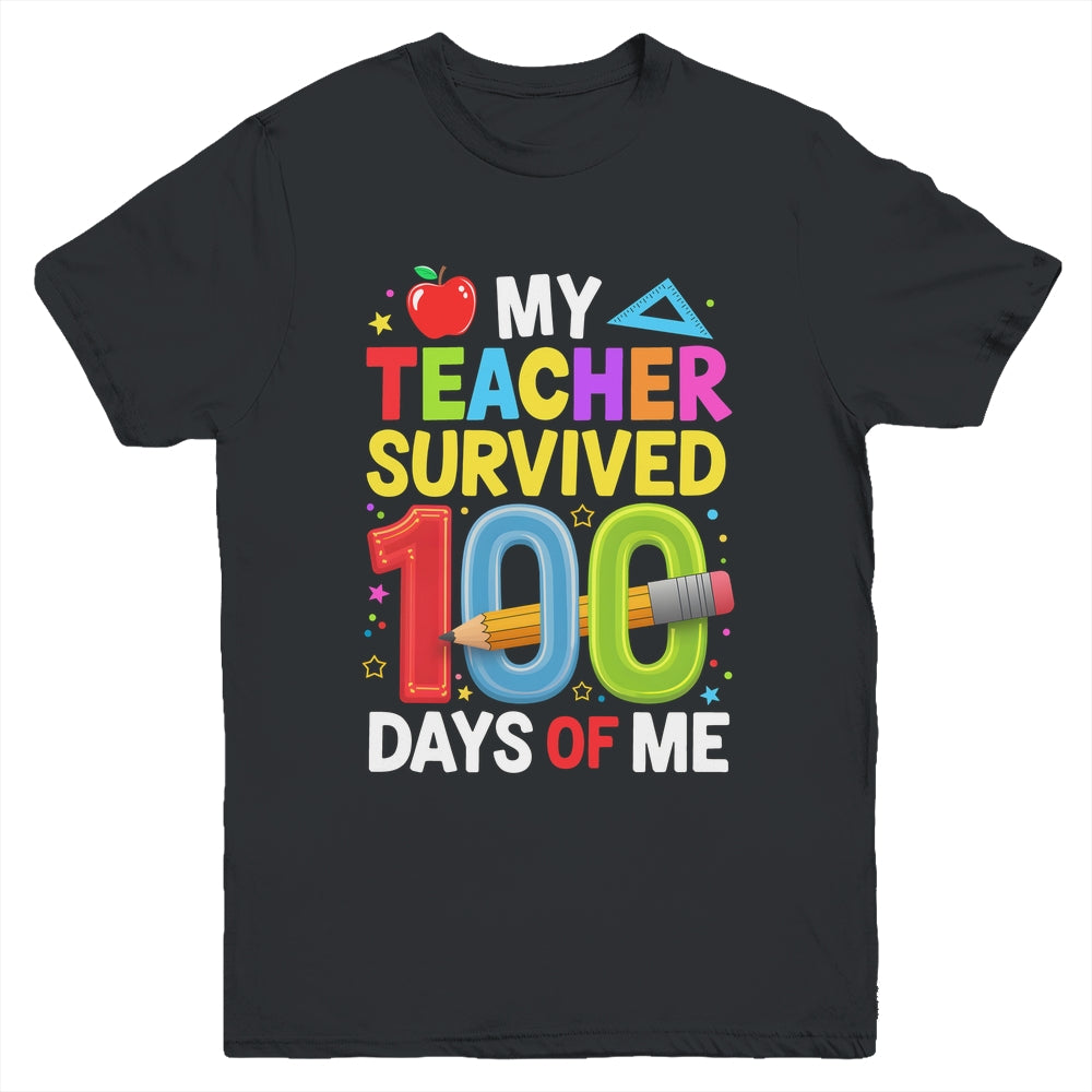 My Teacher Survived 100 Days Of Me 100th Days Of School Kids Youth Shirt | teecentury