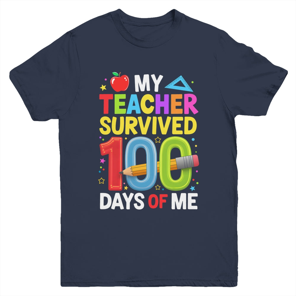 My Teacher Survived 100 Days Of Me 100th Days Of School Kids Youth Shirt | teecentury
