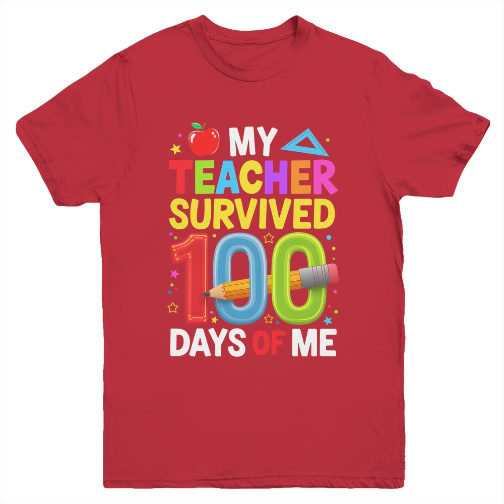 My Teacher Survived 100 Days Of Me 100th Days Of School Kids Youth Shirt | teecentury