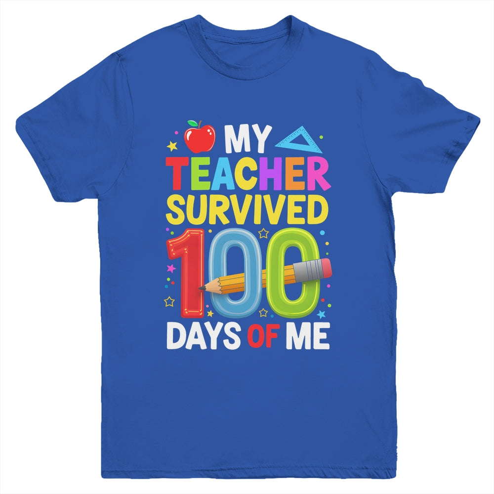 My Teacher Survived 100 Days Of Me 100th Days Of School Kids Youth Shirt | teecentury