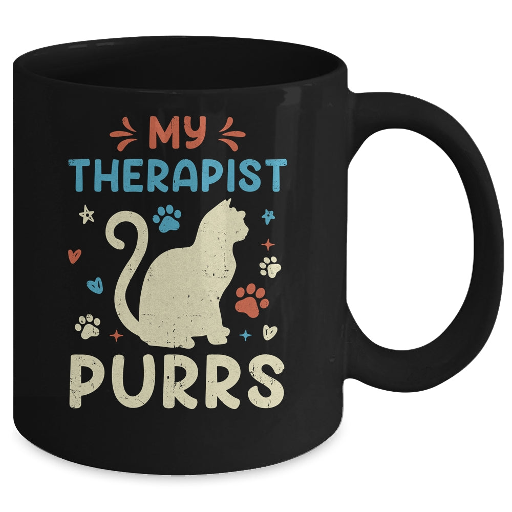 My Therapist Purrs Funny Cat For Mom Dad Ne Womens Cat Lover Mug | teecentury