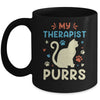 My Therapist Purrs Funny Cat For Mom Dad Ne Womens Cat Lover Mug | teecentury