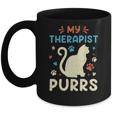 My Therapist Purrs Funny Cat For Mom Dad Ne Womens Cat Lover Mug | teecentury