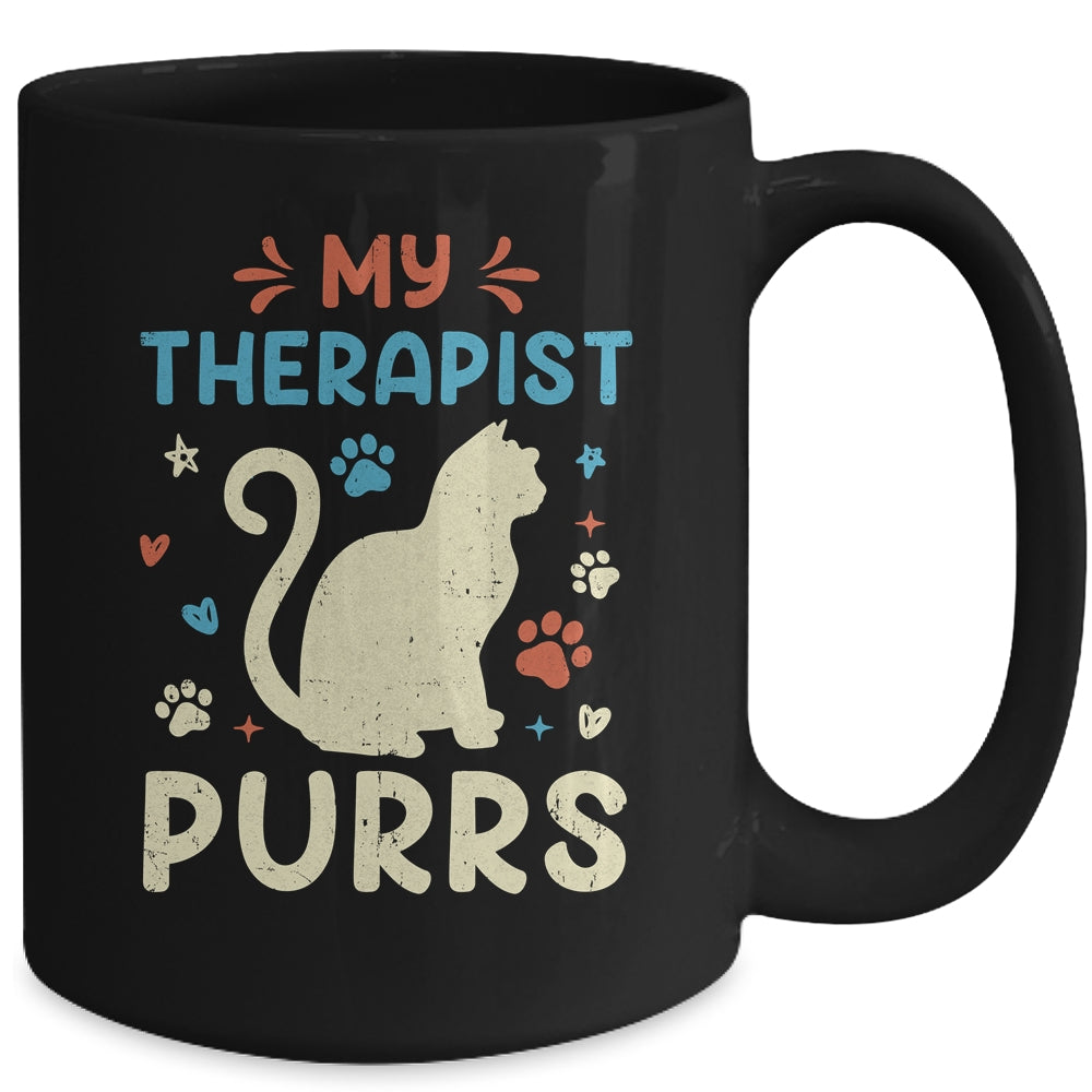 My Therapist Purrs Funny Cat For Mom Dad Ne Womens Cat Lover Mug | teecentury