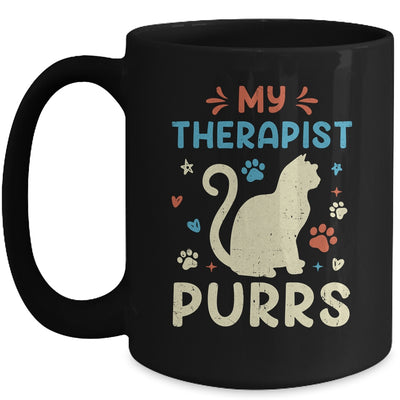 My Therapist Purrs Funny Cat For Mom Dad Ne Womens Cat Lover Mug | teecentury