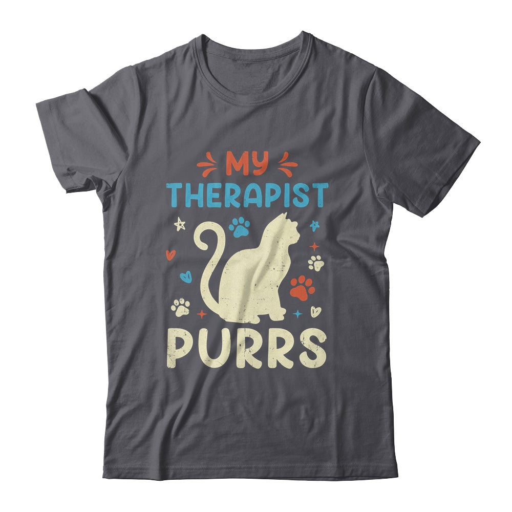 My Therapist Purrs Funny Cat For Mom Dad Ne Womens Cat Lover Shirt & Tank Top | teecentury