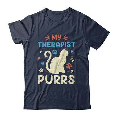 My Therapist Purrs Funny Cat For Mom Dad Ne Womens Cat Lover Shirt & Tank Top | teecentury