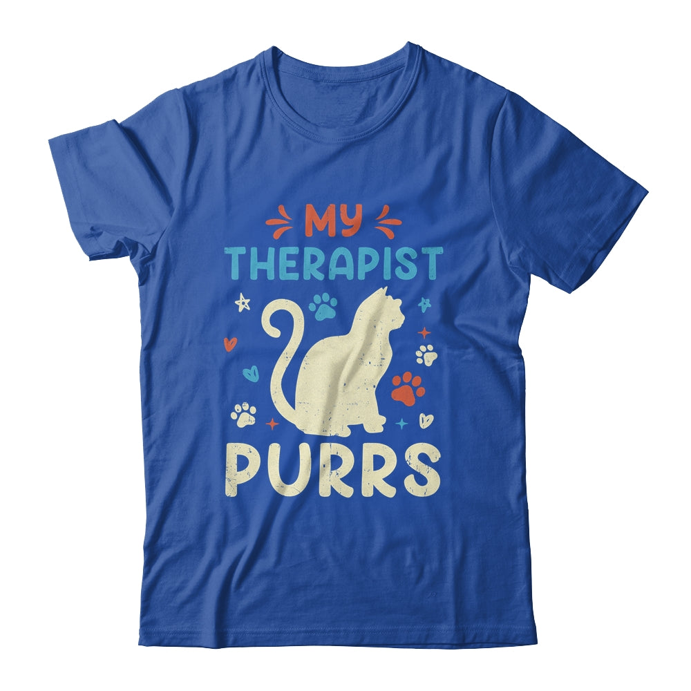 My Therapist Purrs Funny Cat For Mom Dad Ne Womens Cat Lover Shirt & Tank Top | teecentury