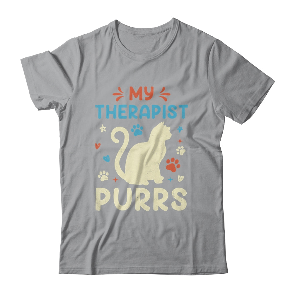 My Therapist Purrs Funny Cat For Mom Dad Ne Womens Cat Lover Shirt & Tank Top | teecentury