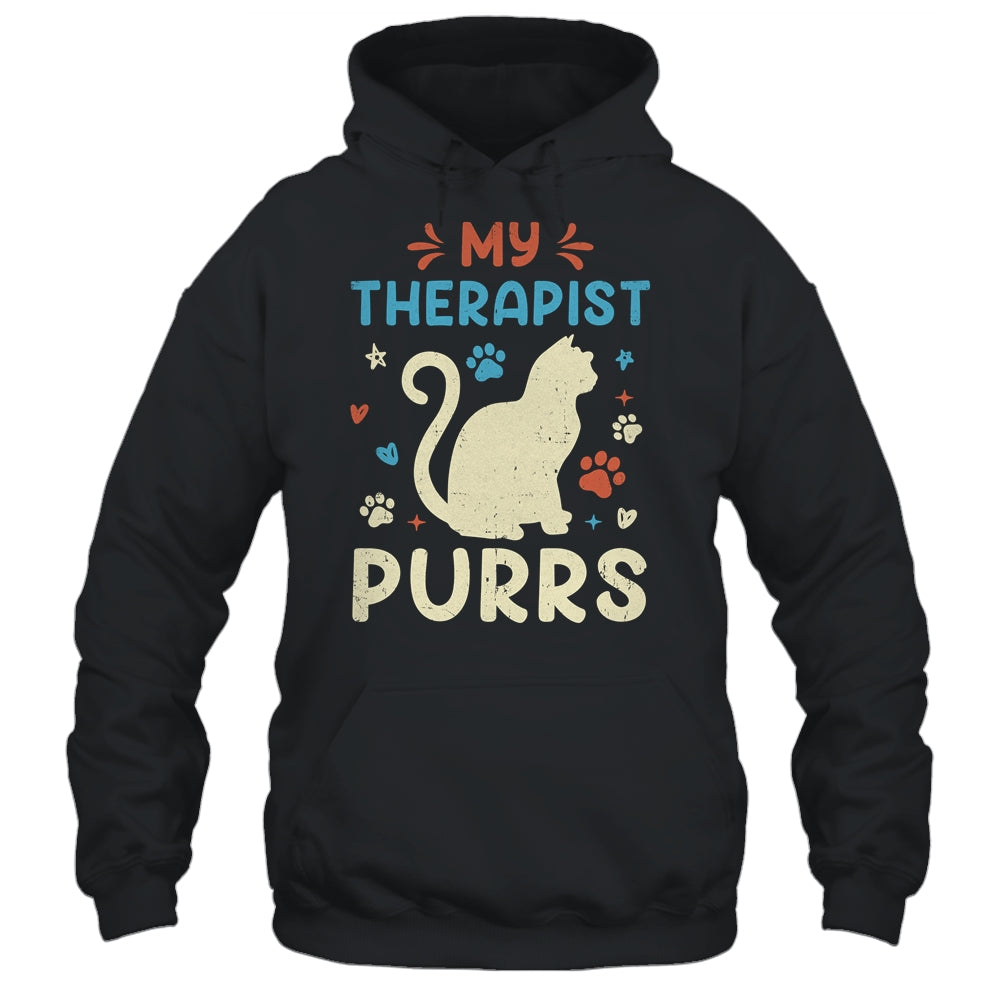 My Therapist Purrs Funny Cat For Mom Dad Ne Womens Cat Lover Shirt & Tank Top | teecentury