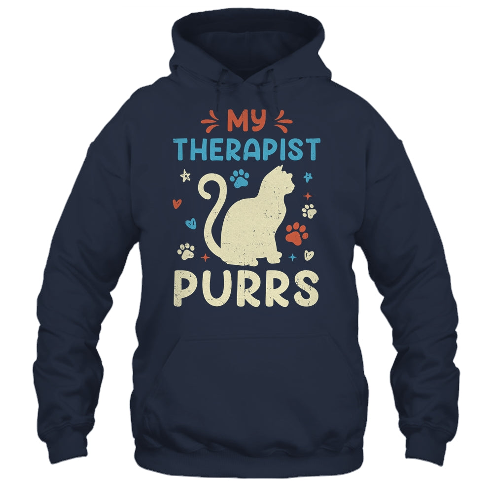My Therapist Purrs Funny Cat For Mom Dad Ne Womens Cat Lover Shirt & Tank Top | teecentury