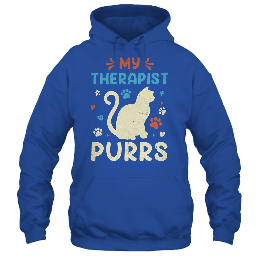 My Therapist Purrs Funny Cat For Mom Dad Ne Womens Cat Lover Shirt & Tank Top | teecentury