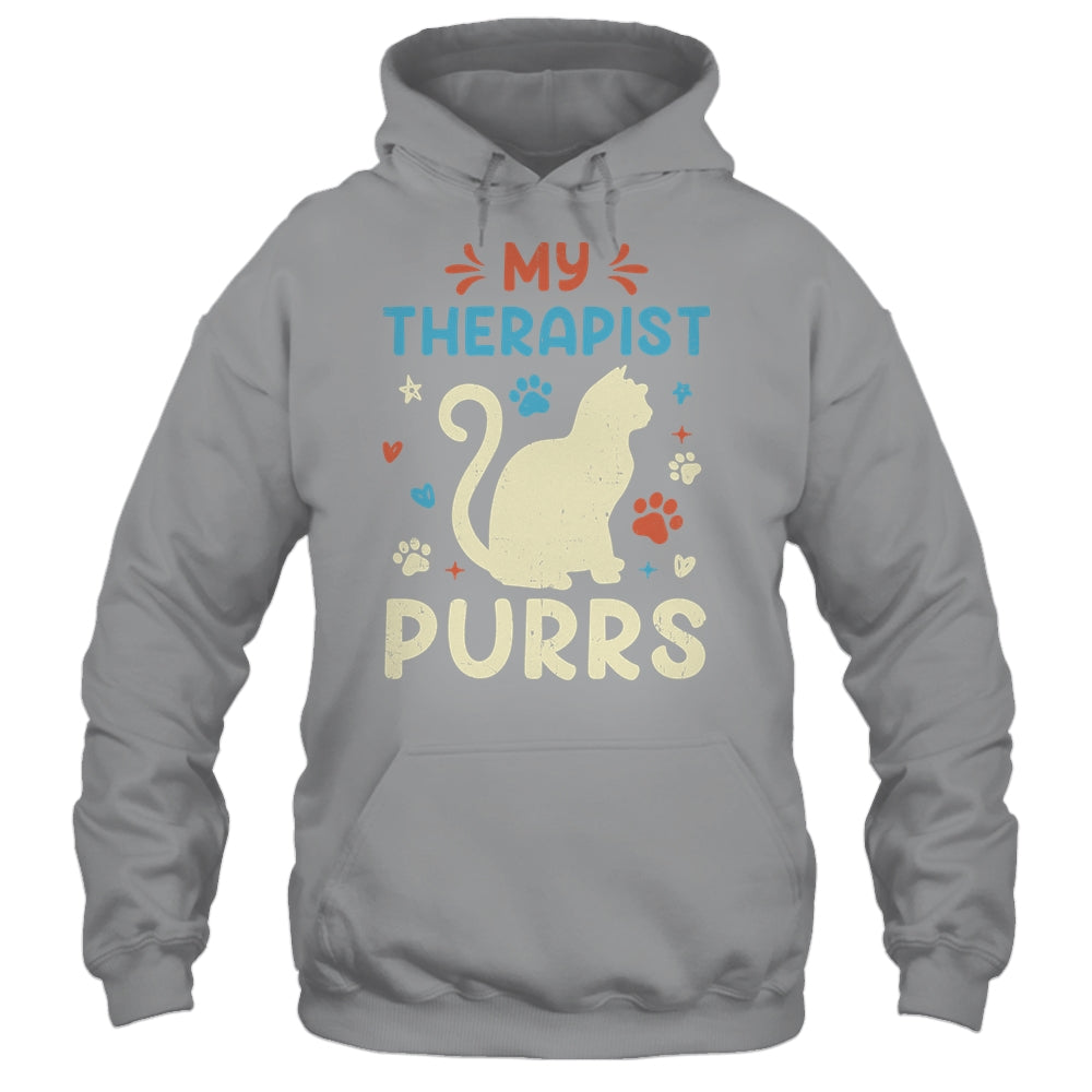 My Therapist Purrs Funny Cat For Mom Dad Ne Womens Cat Lover Shirt & Tank Top | teecentury