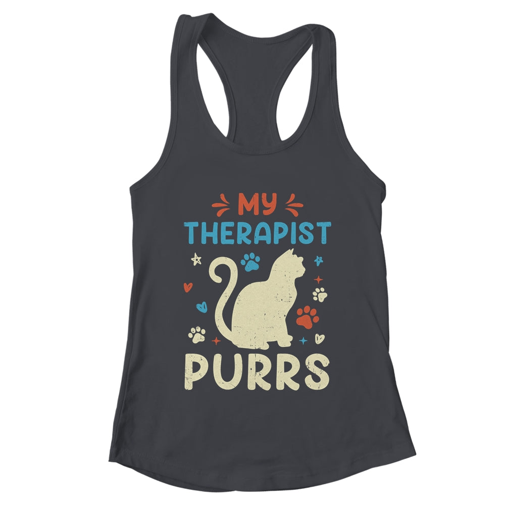 My Therapist Purrs Funny Cat For Mom Dad Ne Womens Cat Lover Shirt & Tank Top | teecentury