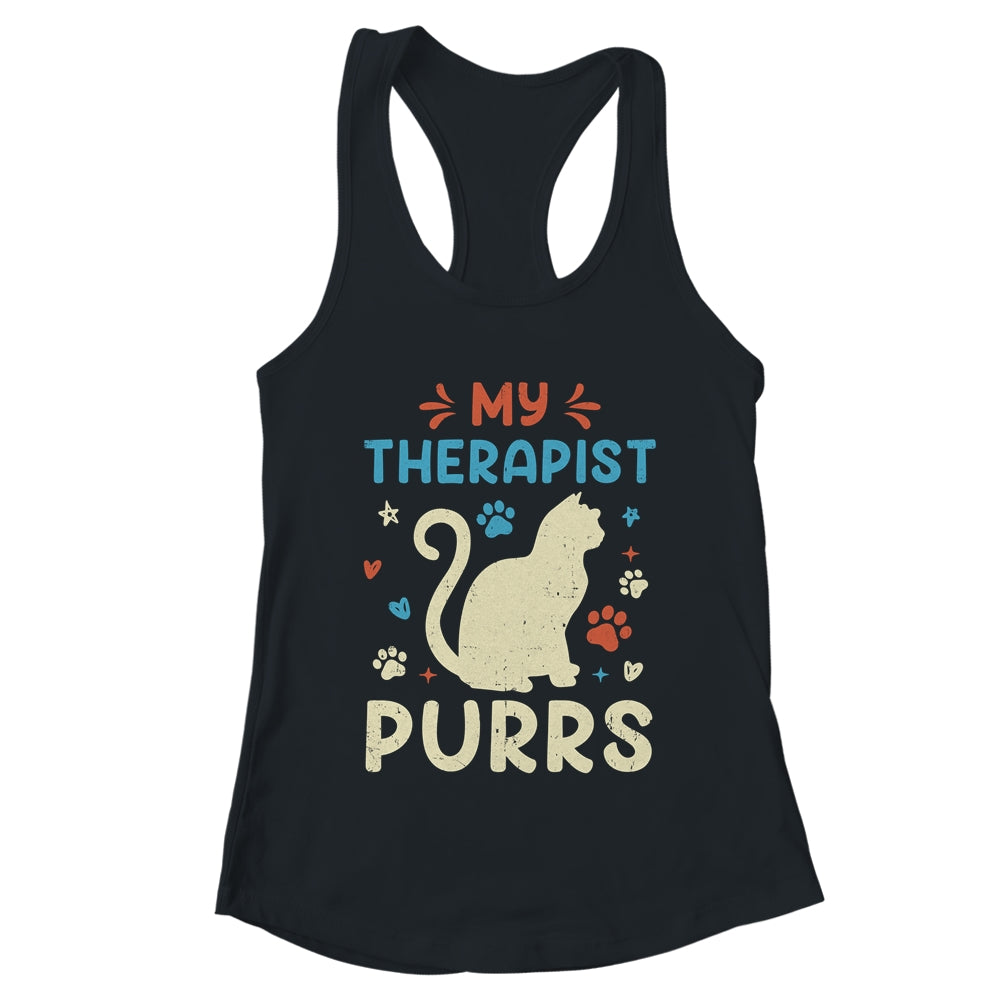 My Therapist Purrs Funny Cat For Mom Dad Ne Womens Cat Lover Shirt & Tank Top | teecentury