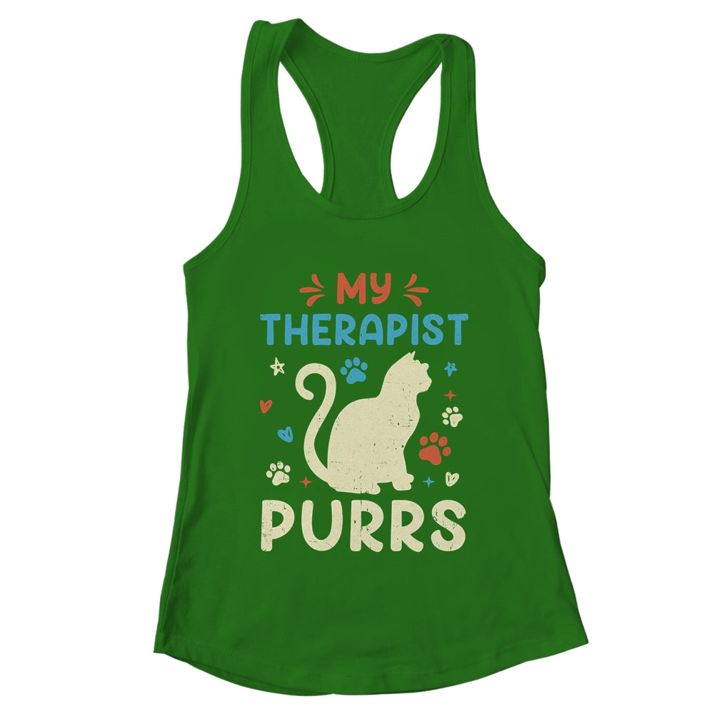 My Therapist Purrs Funny Cat For Mom Dad Ne Womens Cat Lover Shirt & Tank Top | teecentury