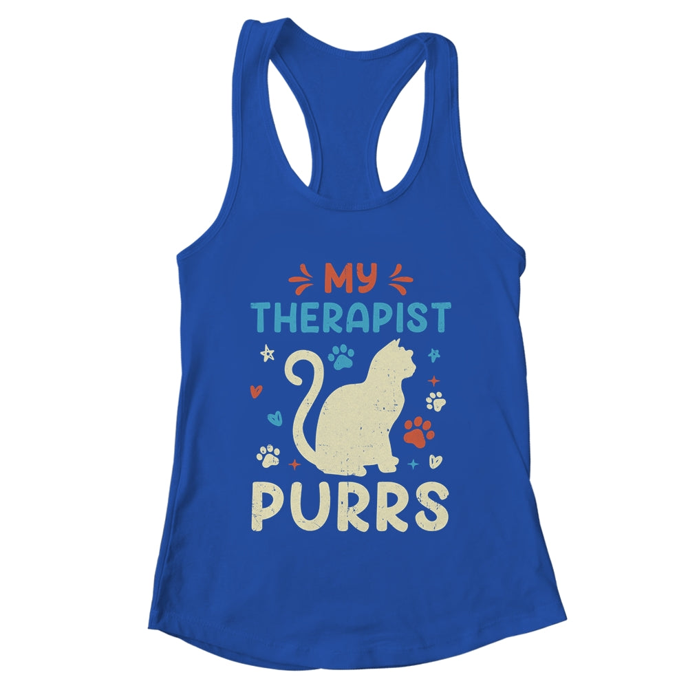 My Therapist Purrs Funny Cat For Mom Dad Ne Womens Cat Lover Shirt & Tank Top | teecentury