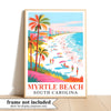 Myrtle Beach Print Travel Poster Coastal South Carolina  Souvenir Wall Art Landscape Painting Picture Ideal Gift For Home Living Room Office Bedroom Decor Unframed | teecentury