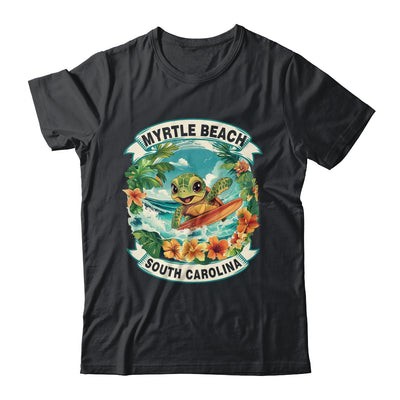 Myrtle Beach South Carolina Cute Sea Turtle Surfing Summer Vacation Shirt & Tank Top | teecentury