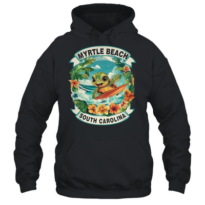 Myrtle Beach South Carolina Cute Sea Turtle Surfing Summer Vacation Shirt & Tank Top | teecentury