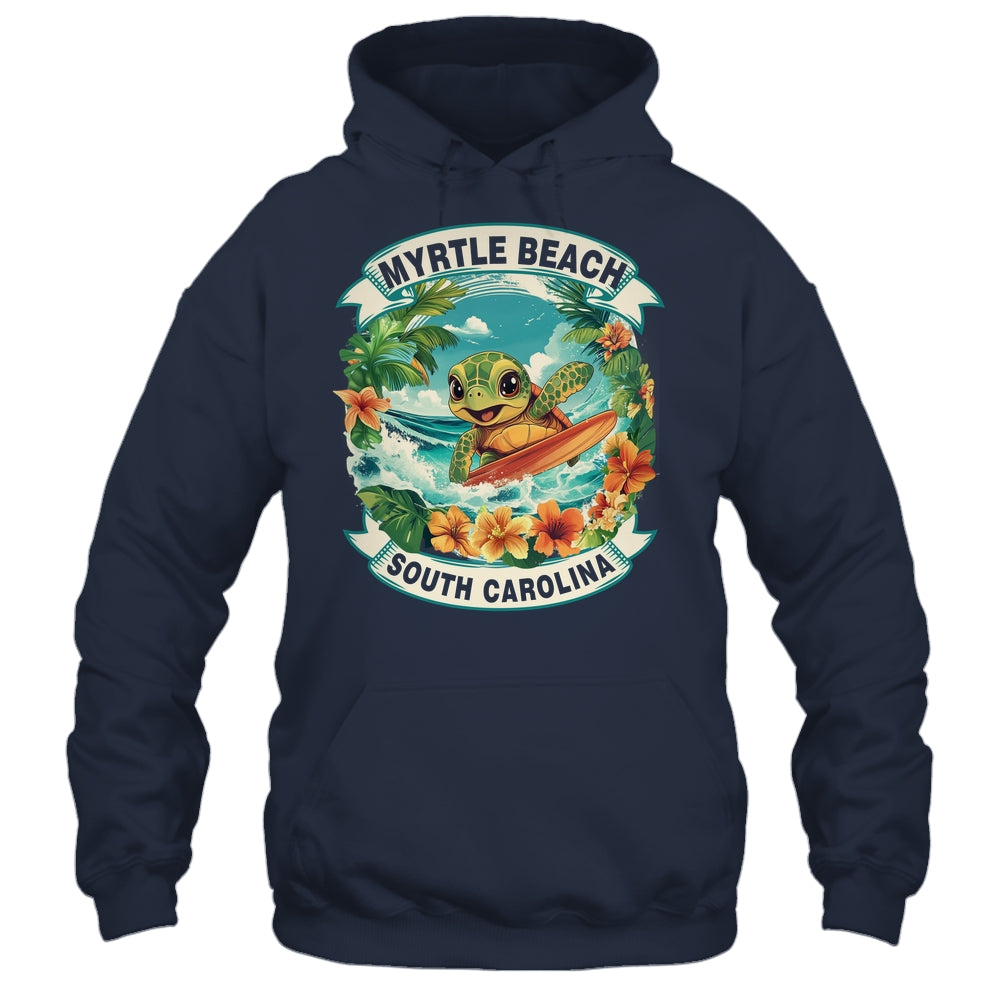 Myrtle Beach South Carolina Cute Sea Turtle Surfing Summer Vacation Shirt & Tank Top | teecentury