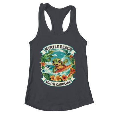 Myrtle Beach South Carolina Cute Sea Turtle Surfing Summer Vacation Shirt & Tank Top | teecentury