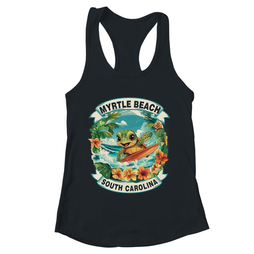 Myrtle Beach South Carolina Cute Sea Turtle Surfing Summer Vacation Shirt & Tank Top | teecentury