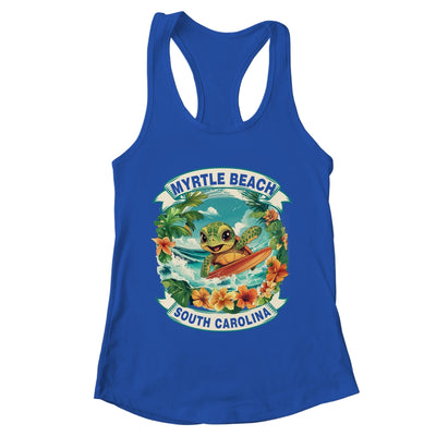 Myrtle Beach South Carolina Cute Sea Turtle Surfing Summer Vacation Shirt & Tank Top | teecentury