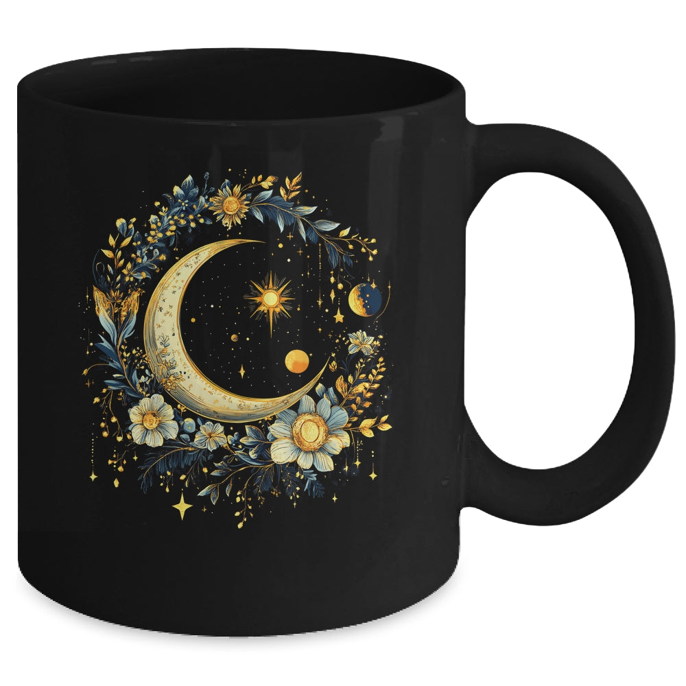 Mystic Sun And Moon Woman Girls Mystical Flowers Aesthetic Mug | teecentury