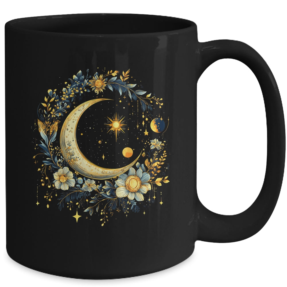 Mystic Sun And Moon Woman Girls Mystical Flowers Aesthetic Mug | teecentury