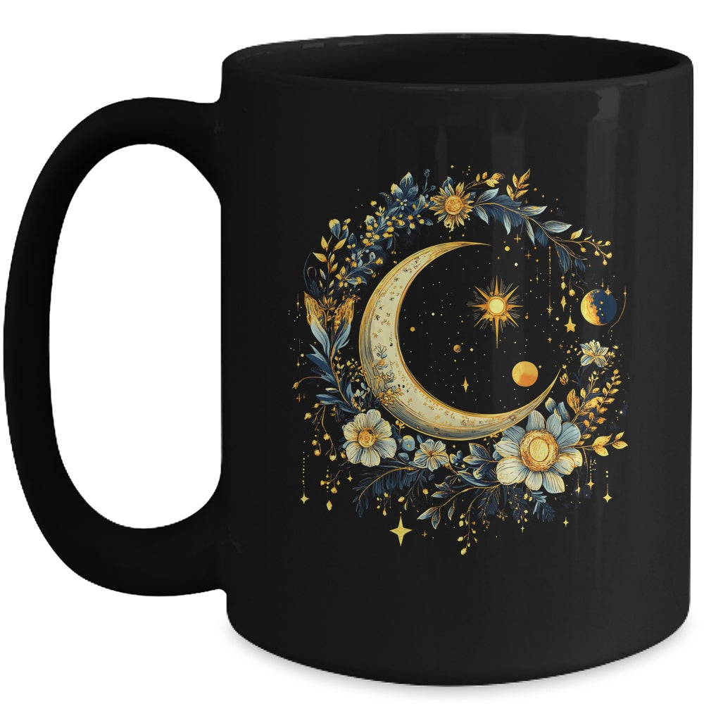 Mystic Sun And Moon Woman Girls Mystical Flowers Aesthetic Mug | teecentury