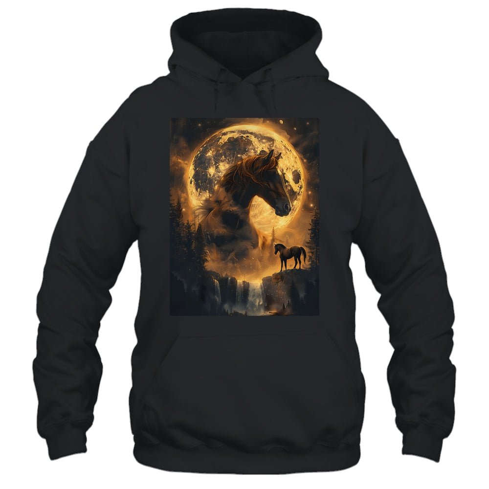 Mystical Retro Majestic Horse Spirit Animal Moon Nature Shirt & Hoodie | teecentury