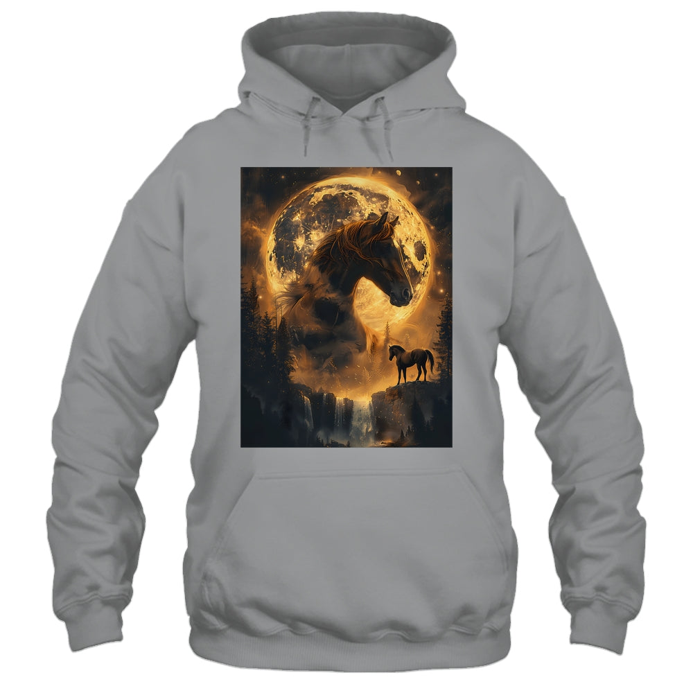 Mystical Retro Majestic Horse Spirit Animal Moon Nature Shirt & Hoodie | teecentury