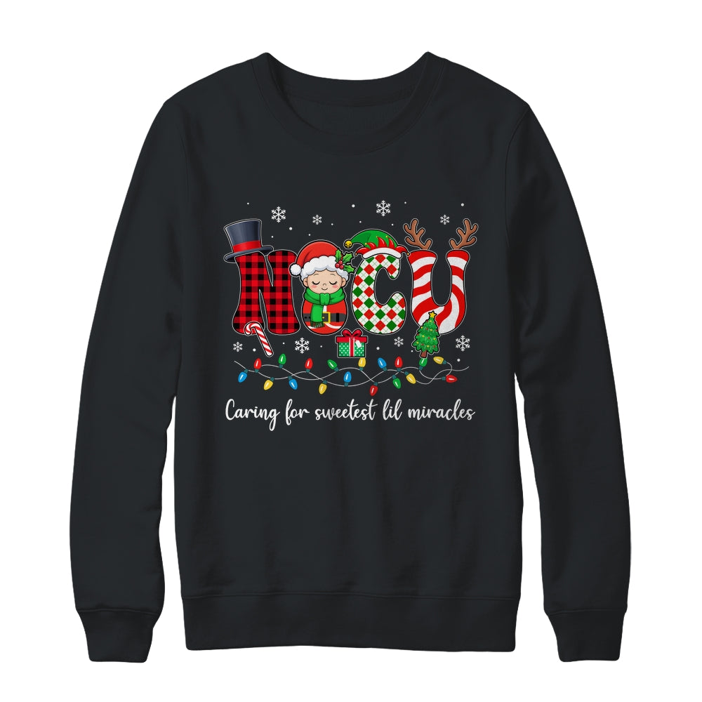 NICU Caring For Sweetest Lil Miracles Christmas Nurse Shirt & Sweatshirt | teecentury